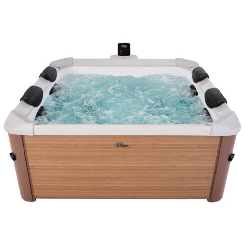 MSpa Frame Oslo Amber – jacuzzi s krutim okvirom u izgledu drva, 6 osoba, 160 × 160 cm